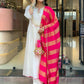 The52 White Women's Gorgeous Embroidered Work Chanderi Fabric Flared Kurta Pant and Dupatta Set - Swadesiicart