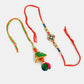 NVR Women & Men Set of 2 Multicolor Beaded Bhaiya Bhabhi Rakhi With Roli Chawal & Chocolate | Swadesiicart