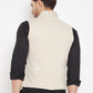 Even Apparels Cream Merino Men Woven Nehru Jacket | Swadesiicart