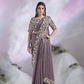 Lavendar Crepe Satin Silk Designer Ready to wear saree with stithced Blouse - Mohmanthan Aura | Swadesiicart