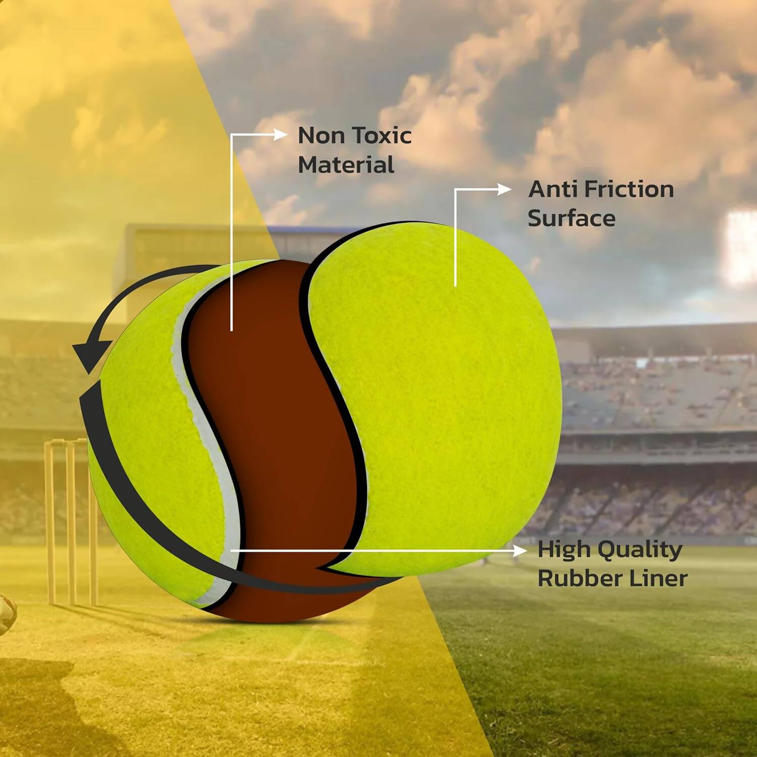 Boldfit Cricket Tennis Ball (Pack of 3) - Swadesiicart