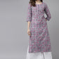 Yufta Lavender & Green Printed Kurta - Swadesiicart