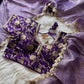 Lorenvalley Fashion Premium Lavender Tissue Crush Saree with Jacquard Weaving Stitched Blouse - Swadesiicart