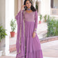 Lorenvalley Fashion Lavender Faux Georgette with Zari & Sequins Embroidered Work Anarkali Gown with Dupatta - Swadesiicart