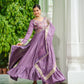 Lorenvalley Fashion Lavender Vichitra Silk with Embroidered Zari & Thread work Anarkali Gown with Dupatta - Swadesiicart