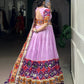 Lorenvalley Fashion Lavender Tasar Silk Print with Foil Work and Real Mirror Gamthi Work with Lace Touch Up Lehenga Choli with Dupatta | Swadesiicart