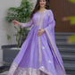 Lorenvalley Fashion Lavender Crunchy Silk with Embroidery Codding & Sequins Work Anarkali Gown with Dupatta | Swadesiicart