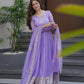 Lorenvalley Fashion Lavender Crunchy Silk with Embroidery Codding & Sequins Work Anarkali Gown with Dupatta | Swadesiicart