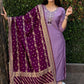 Lorenvalley Fashion Lavender Roman Silk Hand Work Kurta Pant with Dupatta - Swadesiicart