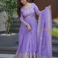 Lorenvalley Fashion Lavender Crunchy Silk with Embroidery Codding & Sequins Work Anarkali Gown with Dupatta | Swadesiicart