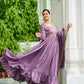 Lorenvalley Fashion Lavender Vichitra Silk with Embroidered Zari & Thread work Anarkali Gown with Dupatta - Swadesiicart