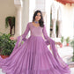 Lorenvalley Fashion Lavender Faux Georgette with Zari & Sequins Embroidered Work Anarkali Gown with Dupatta - Swadesiicart