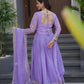 Lorenvalley Fashion Lavender Crunchy Silk with Embroidery Codding & Sequins Work Anarkali Gown with Dupatta | Swadesiicart