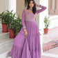 Lorenvalley Fashion Lavender Faux Georgette with Zari & Sequins Embroidered Work Anarkali Gown with Dupatta - Swadesiicart
