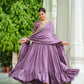 Lorenvalley Fashion Lavender Vichitra Silk with Embroidered Zari & Thread work Anarkali Gown with Dupatta - Swadesiicart
