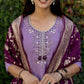 Lorenvalley Fashion Lavender Roman Silk Hand Work Kurta Pant with Dupatta - Swadesiicart