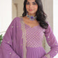 Lorenvalley Fashion Lavender Faux Georgette with Zari & Sequins Embroidered Work Anarkali Gown with Dupatta - Swadesiicart