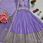 Lorenvalley Fashion Lavender Crunchy Silk with Embroidery Codding & Sequins Work Anarkali Gown with Dupatta | Swadesiicart