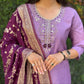 Lorenvalley Fashion Lavender Roman Silk Hand Work Kurta Pant with Dupatta - Swadesiicart