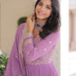 Lorenvalley Fashion Lavender Faux Georgette with Zari & Sequins Embroidered Work Anarkali Gown with Dupatta - Swadesiicart