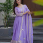 Lorenvalley Fashion Lavender Crunchy Silk with Embroidery Codding & Sequins Work Anarkali Gown with Dupatta | Swadesiicart