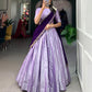 Lorenvalley Lavender Jacquard Silk Weaving Work Lehenga Choli with Dupatta | Swadesiicart