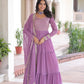 Lorenvalley Fashion Lavender Faux Georgette with Zari & Sequins Embroidered Work Anarkali Gown with Dupatta - Swadesiicart