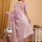 Anaita Lavender Linen Woven Work Saree With Blouse