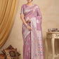 Anaita Lavender Linen Woven Work Saree With Blouse