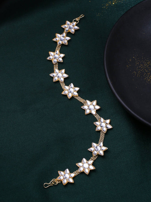 NVR Women's Gold-Polished Traditional Trending Matha Patti | Swadesiicart