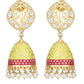 Joban Fashion Women White Beats Matte Gold Jhumka | Swadesiicart