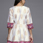 Ahalyaa Women White & Golden Ethnic Printed Tunic | Swadesiicart