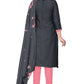 Black Slab cotton Printed Unstitched Dress Material - Tanvi