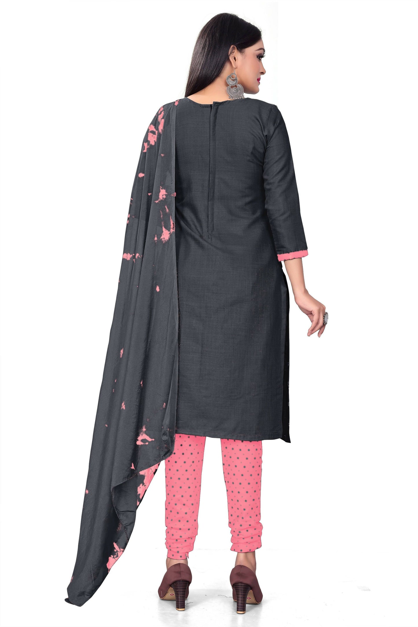 Black Slab cotton Printed Unstitched Dress Material - Tanvi