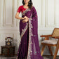Ai Fashion Wine Rangoli Silk Embroidery Party Wear Saree