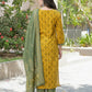 BulBul Aaliya Mustard Cotton Kurta Set with Dupatta - Swadesiicart