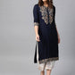 Indian Clothing Anubhutee Navy Blue Paisley Floral Embroidery Kurta Set