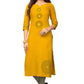 NOZ2TOZ Women's Yellow Color Slub Cotton Straight Kurta Only - Noz2Toz
