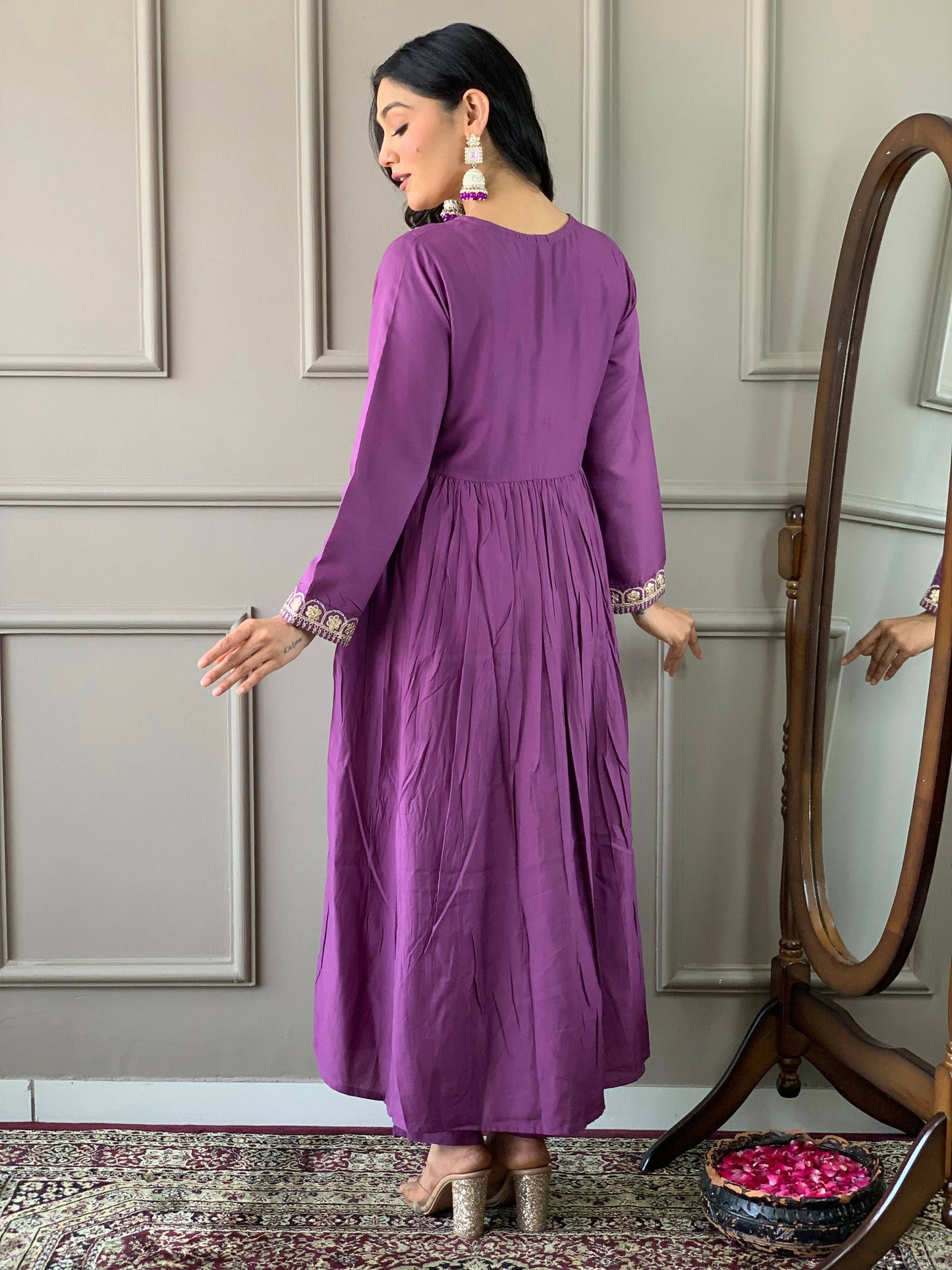 Partywear Designer BSY Viscose Purple Stitched Suit With Dupatta - Tanisha | Swadesiicart
