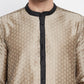 Even Apparels Beige Art Silk Men's Kurta With Contrast Collar And Placket | Swadesiicart