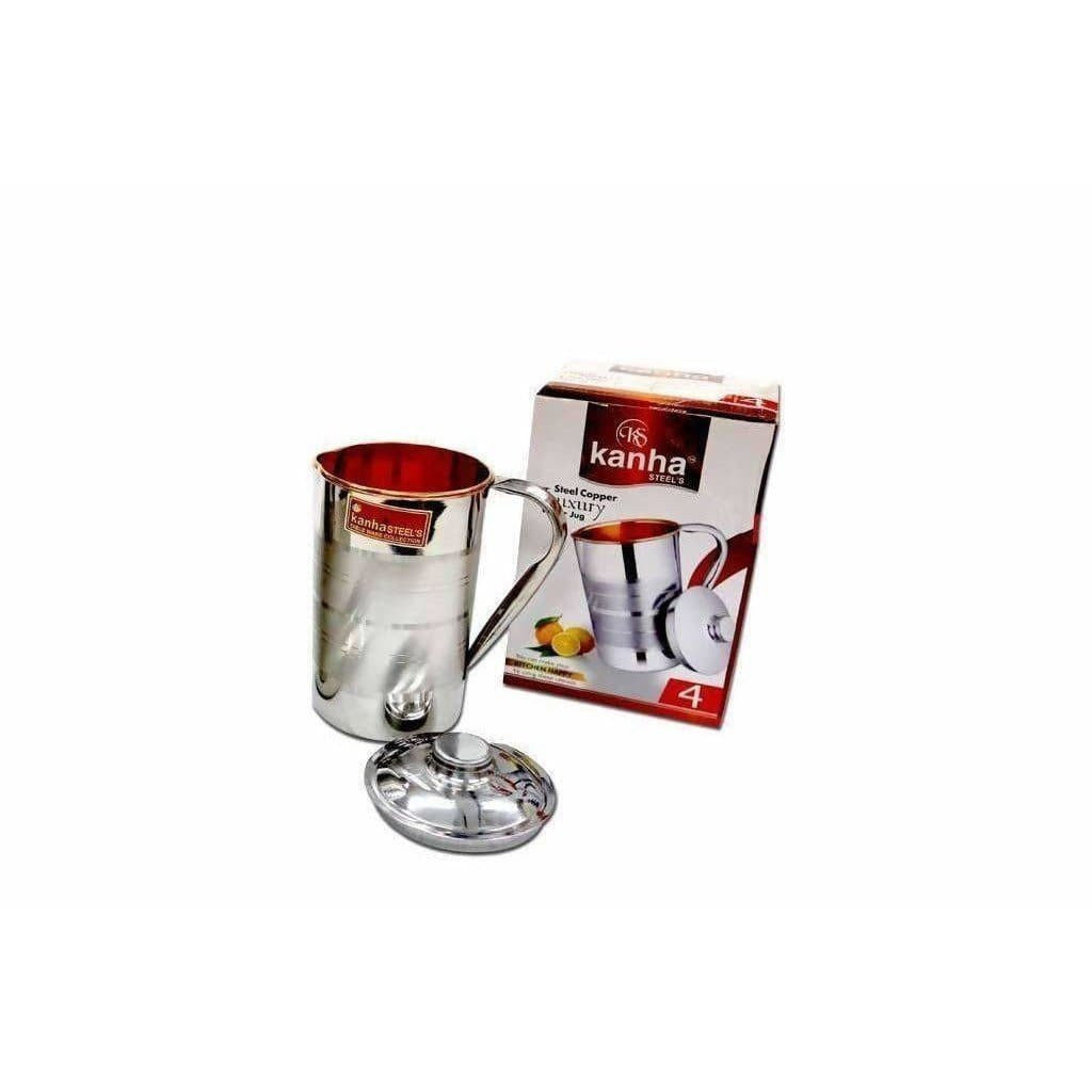 Kanha Stainless Steel Copper Jug With Lid - Swadesiicart