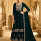 Anaita Dark Green Embroidered Work Velvet Stitched Plazo Suit