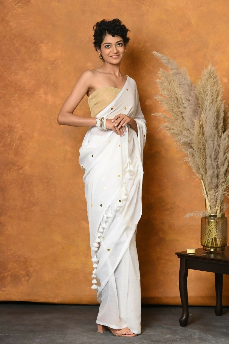 Very Much Indian Pure Mul Cotton Handloom Saree | Swadesiicart