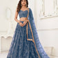 Aastha Fashion More Peach Butterfly Net Tone To Tone Thread Work, Sequence Work And Original Mirror Work Embroidery Wedding Wear Lehenga Choli