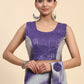 Purple Polyester Solid Ready to Wear Saree with stitched Blouse - Aayan | Swadesiicart