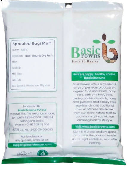BasicBrowns Sprouted Ragi Malt - Swadesiicart