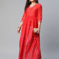 Ahalyaa Women Red Chanderi Khari Printed Dress | Swadesiicart