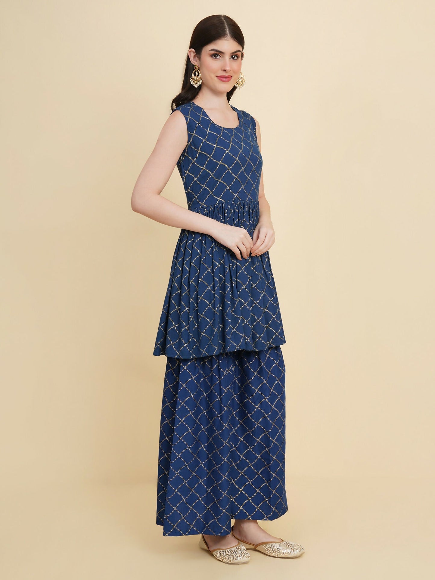 Designer Stylish Blue cotton Stitched Suit With Dupatta - Tanisha | Swadesiicart