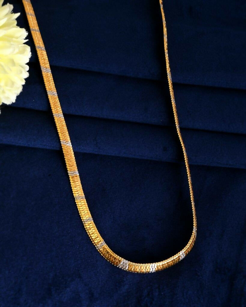 VOJ Dual Toned Self Designed Gold-Polished Chain For Men | Swadesiicart