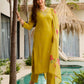The52 Yellow Embroidered Rayon Slub Fabric Straight Kurta, Pant and Dupatta Set - Swadesiicart